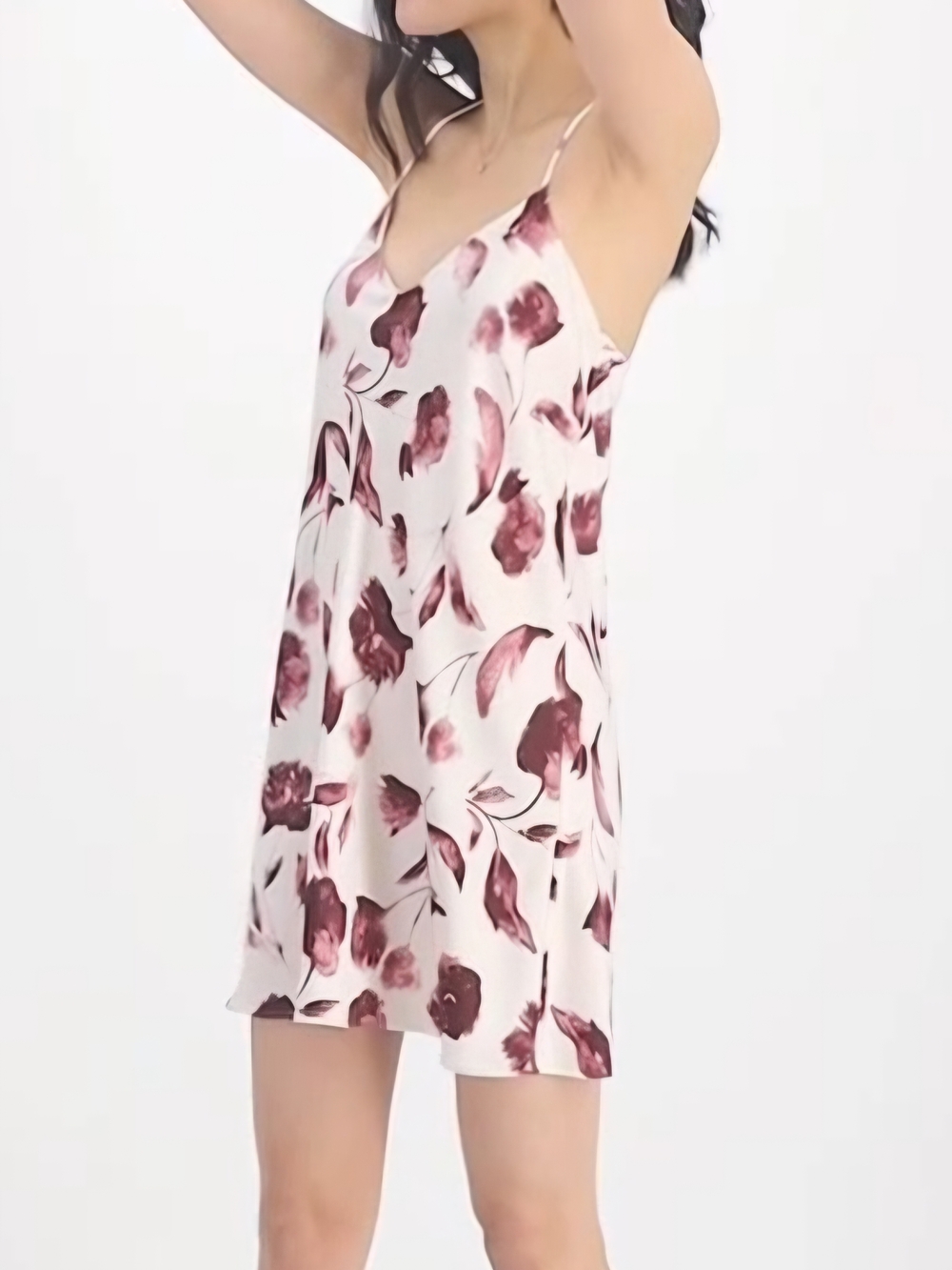 Floral Slip Chemise - Cream with Berry Print XXL